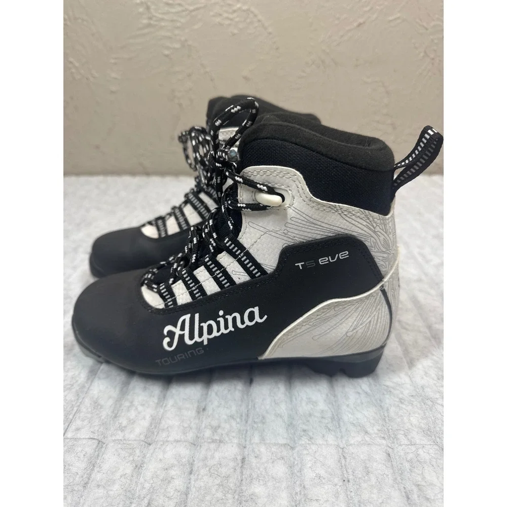 Alpina T5 Eve Cross Country Ski Boots Black White Thinsulate NNN Size 36 56A1-2k